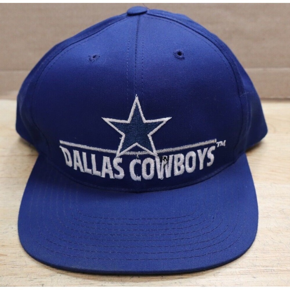 Vintage Annco Dallas Cowboys Blue Snapback Hat Cap Spell Out OSFA Embroidered